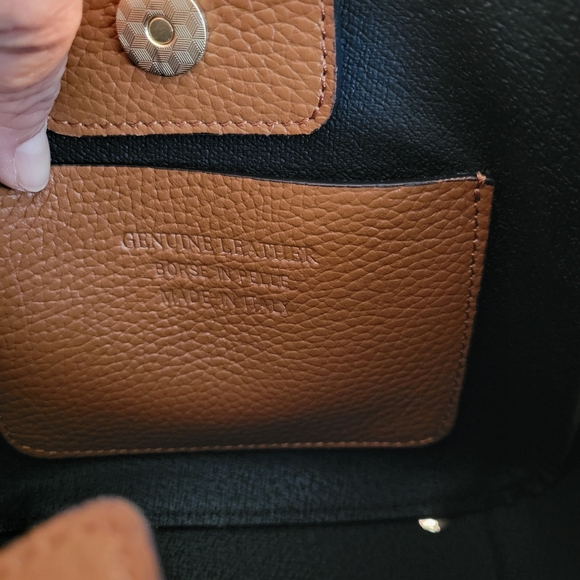 New! Italian Borse in Pelle Crossbody Brown Pebble Leather Bag - Picture 7 of 7